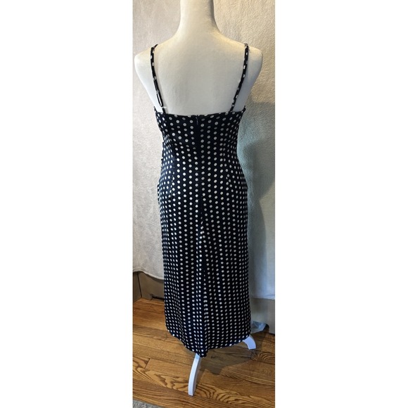Polka Dot Cowl Neck Midi Dress SMALL Sexy Silk Side Slit By Pookie &Sebastian - Picture 6 of 16